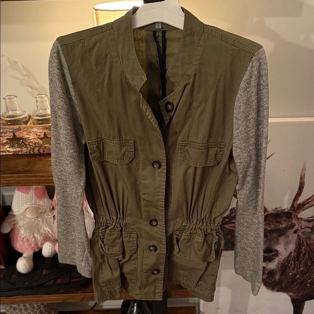 Olive Green and Gray Women's Jacket